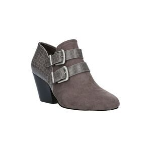 BELLA VITA Womens Gray Snake Skin Pattern Strap Thea Toe Block Heel Booties 11 N